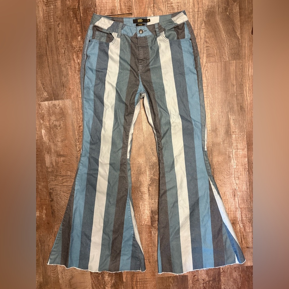 Lucky and blessed Striped Flared Women Jeans Size: 12